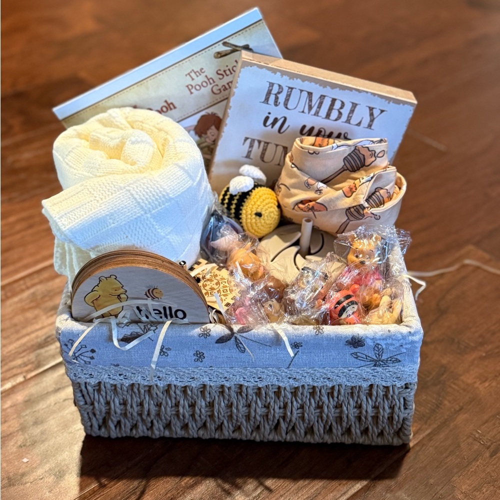 Winnie the Pooh Themed Baby Gift Basket